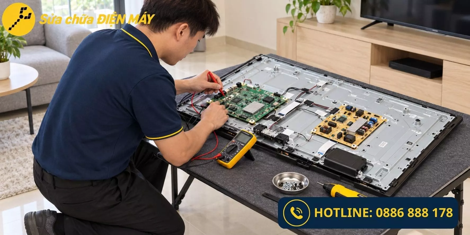 Liên hệ đặt lịch sửa tivi bị mất hình với Sửa chữa ĐIỆN MÁY